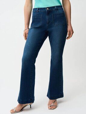 New High-waisted Flare Jeans In Denim Blue Size 16